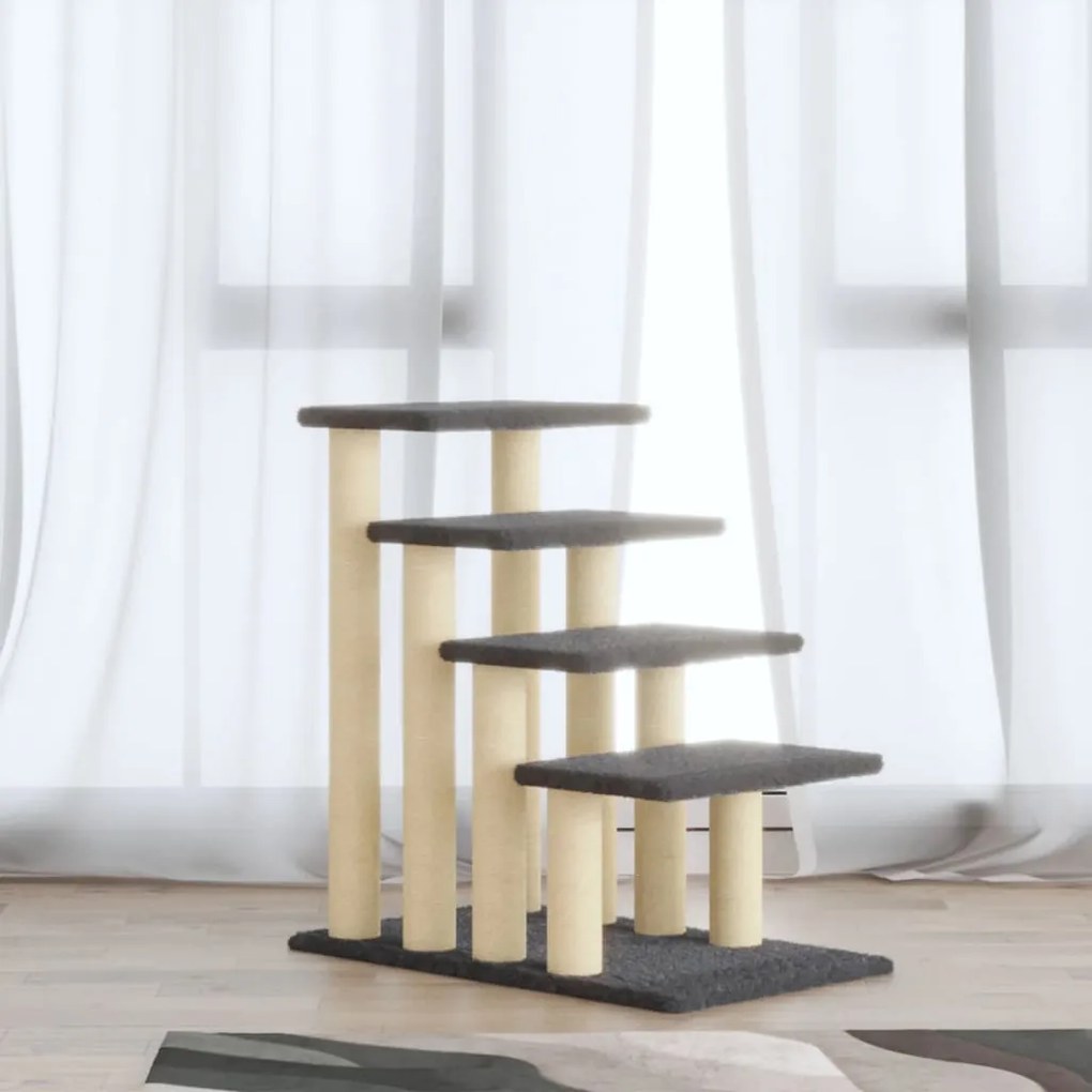 vidaXL Árvore p/ gatos c/ postes arranhadores sisal 63 cm cinza-escuro