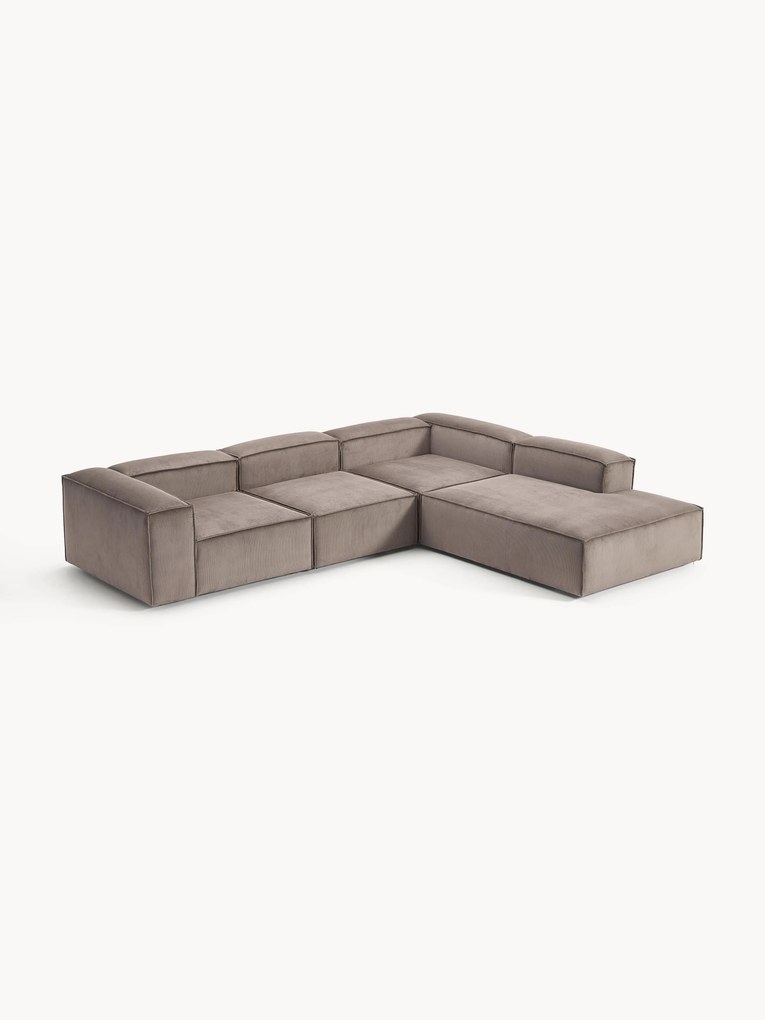 Sofá de canto modular em bombazina Lennon (4 lugares)