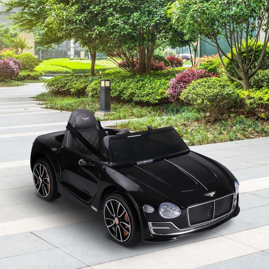 HOMCOM Bentley GT elétrico licenciado para crianças acima de 3 anos, 2 velocidades com controle remoto farois musica preto