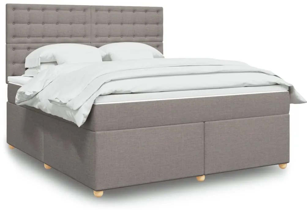 vidaXL Cama com molas/colchão 180x200 cm tecido castanho-acinzentado