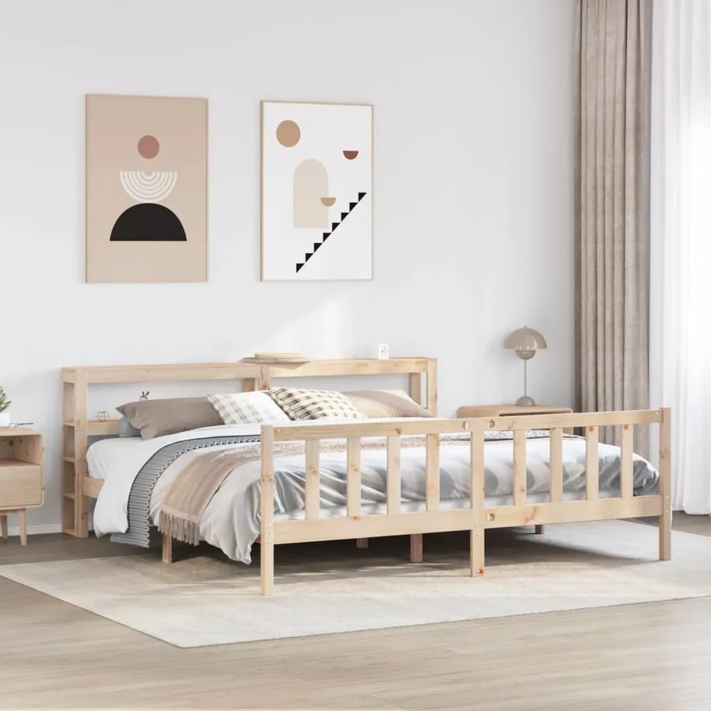 vidaXL Cama sem colchão 200x200 cm madeira de pinho maciça