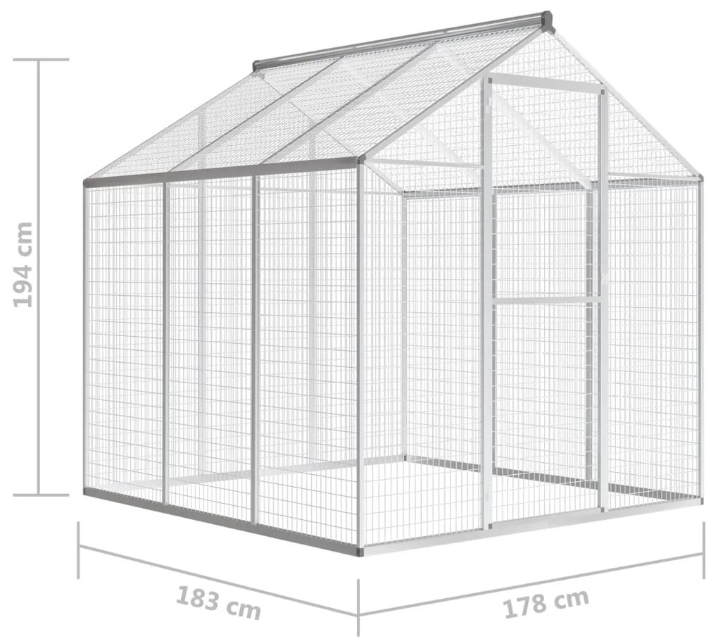 Aviário de exterior em alumínio 183x178x194 cm