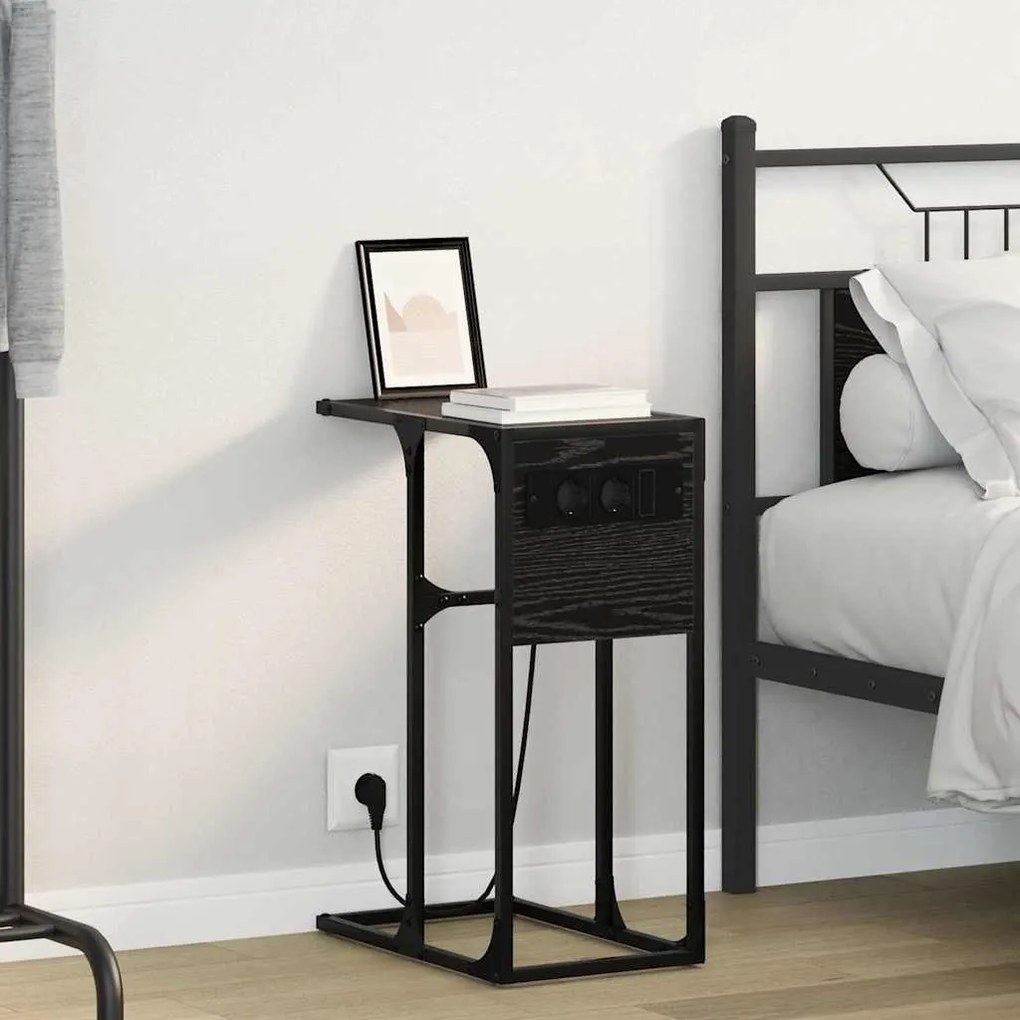 vidaXL Mesa-de-cabeceira Carvalho preto 41.5 x 26 x 60.5 cm