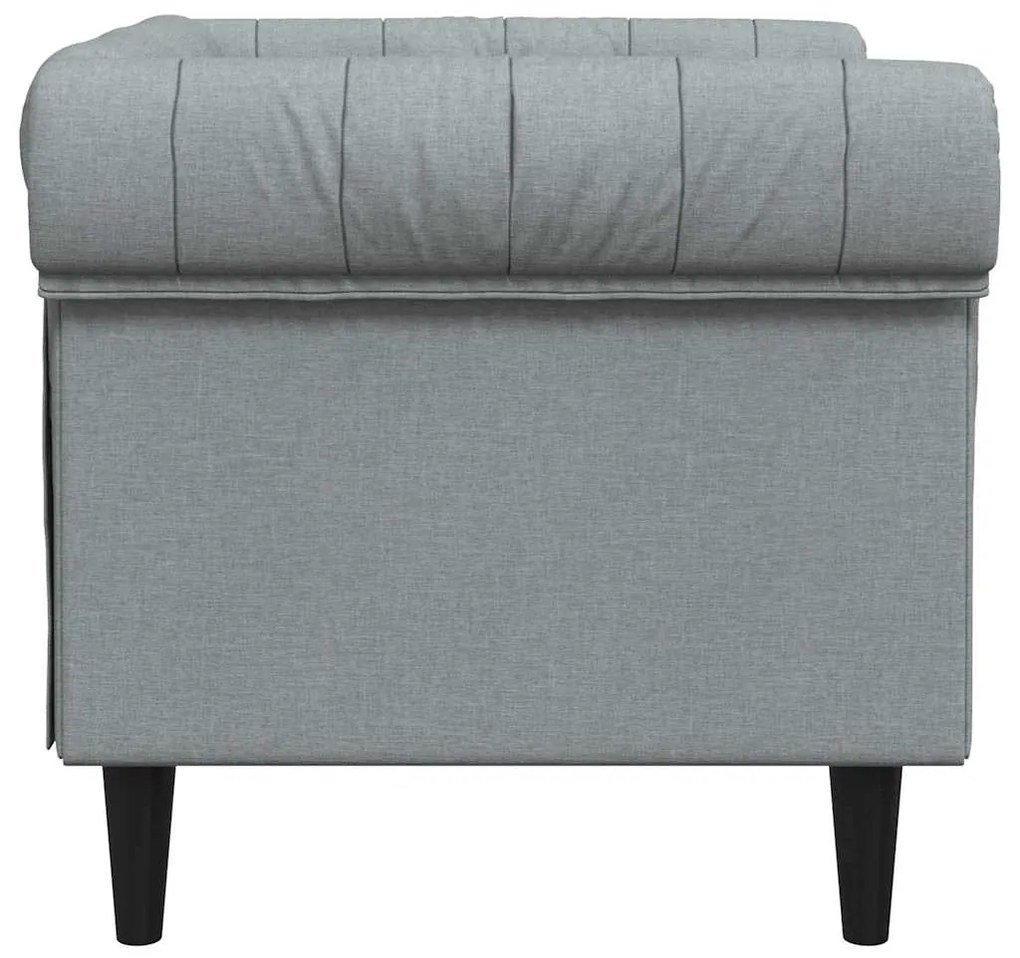 Sofá chesterfield tecido cinzento-claro