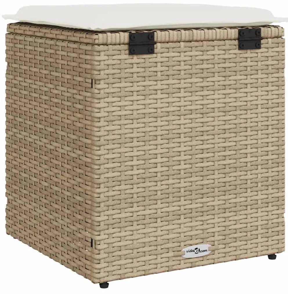 Bancos de jardim com almofadas 2 unid 40x40x43 cm vime PE bege