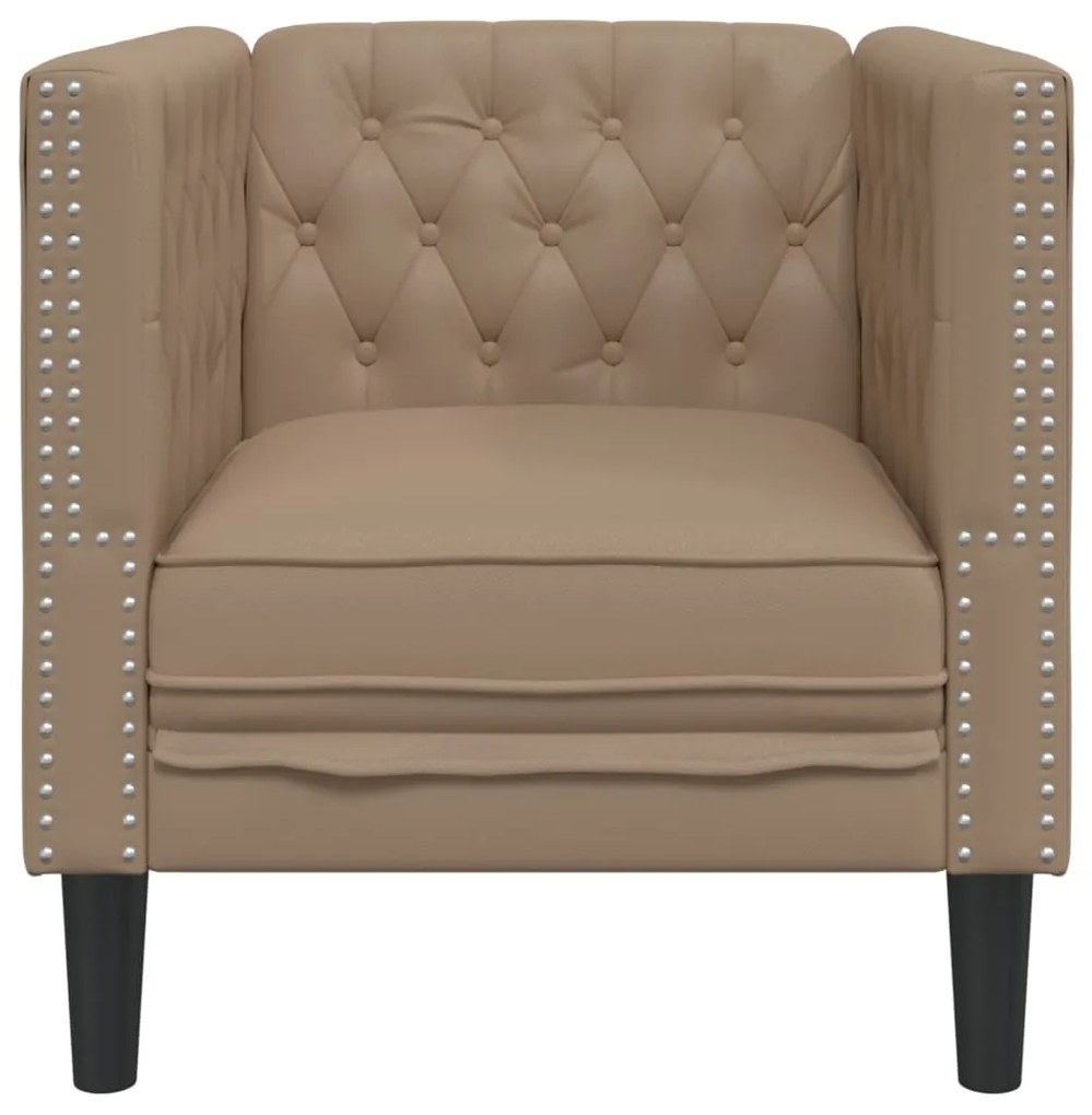 Sofá chesterfield couro artificial cappuccino