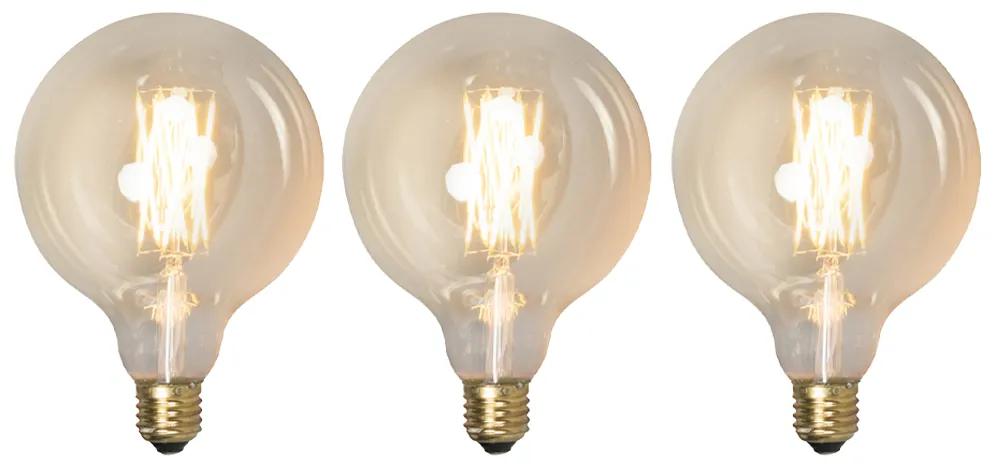 Conjunto de 3 lâmpadas LED reguláveis E27 G125 goldline 320lm 2100 K.
