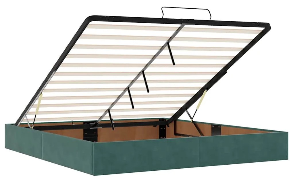 Estrutura de cama otomana sem colchão 160x200 cm verde escuro