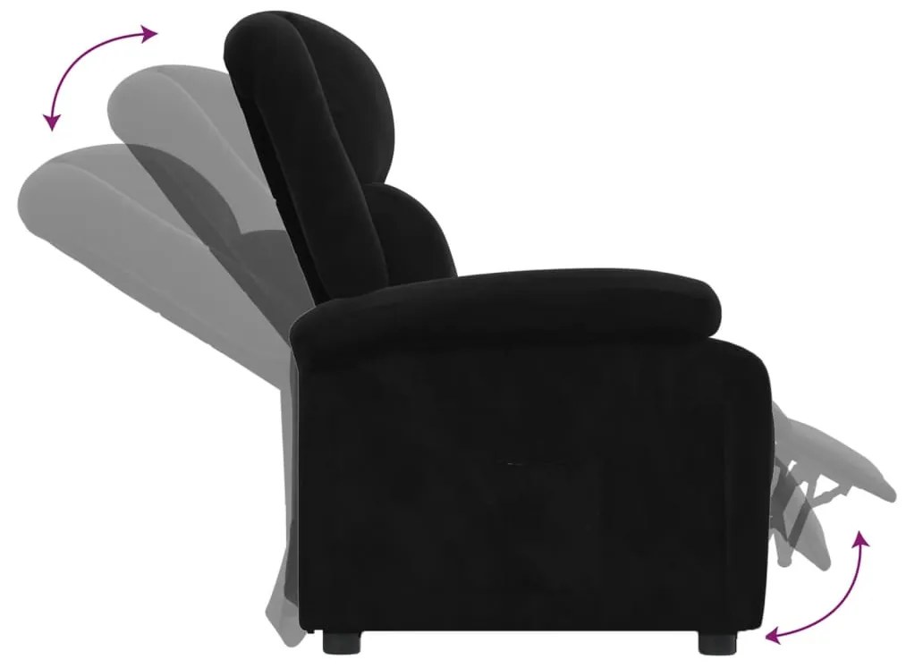Poltrona reclinável veludo preto