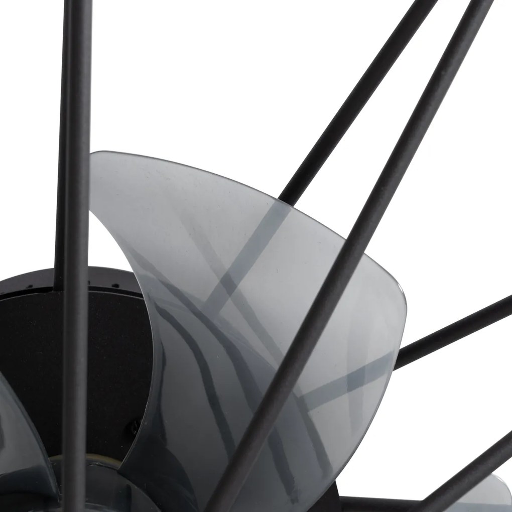 Ventilador de teto preto 62cm incl. LED regulável com controle remoto - Yaran