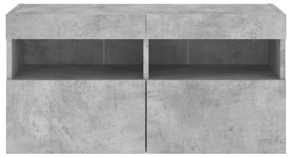 Móvel de parede p/ TV c/ luzes LED 80x30x40 cm cinza cimento