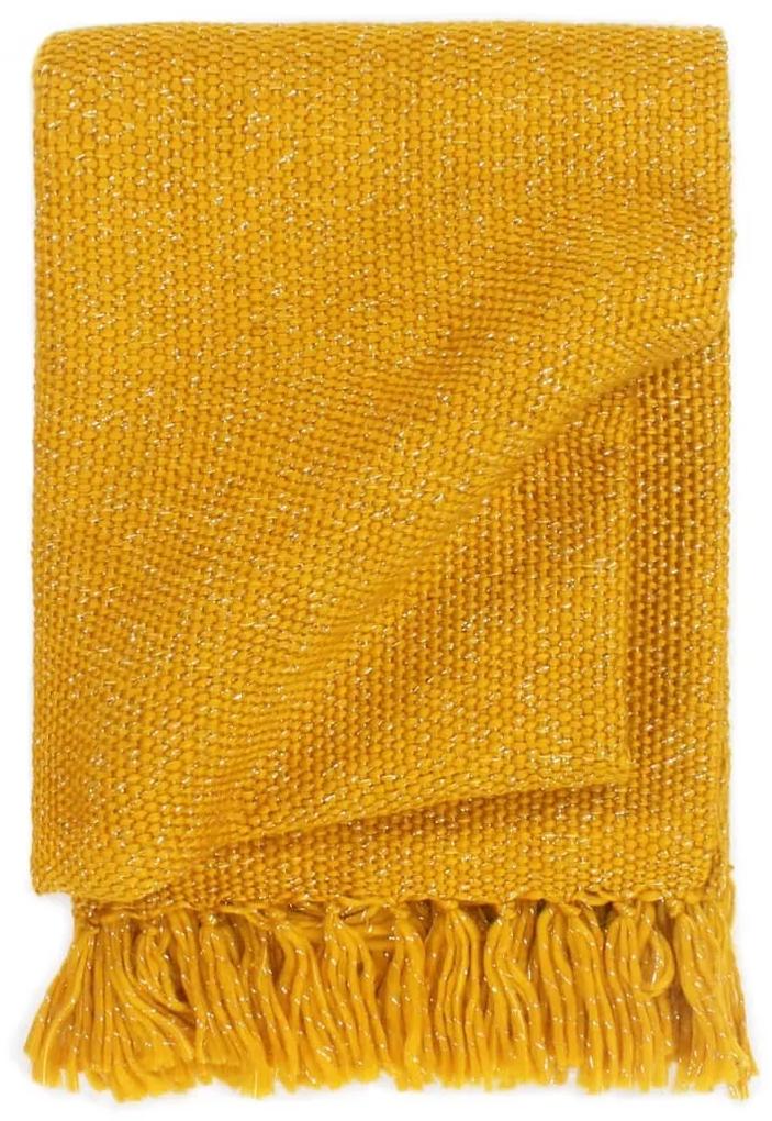Manta em tecido lurex 125x150 cm amarelo mostarda