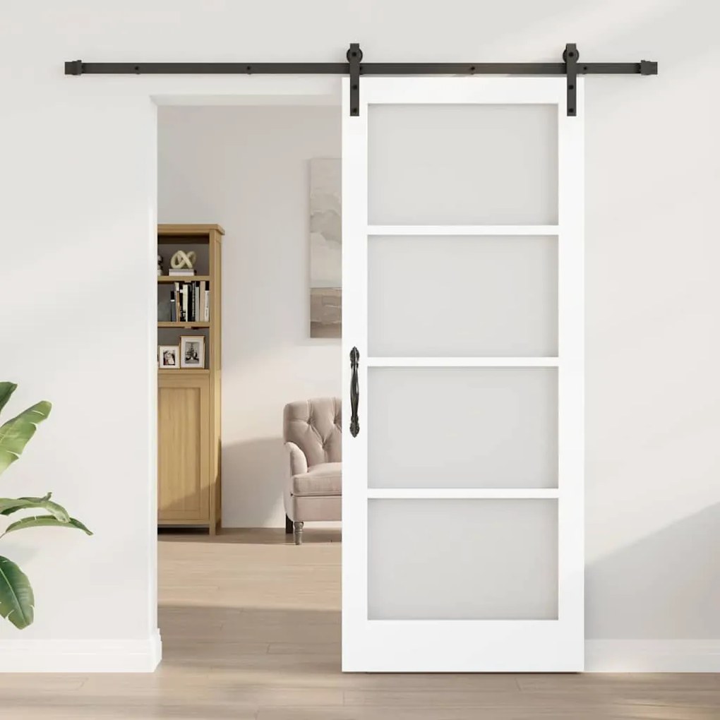 Porta Deslizante com Conjunto de Ferragens 'ORKDAL'Branca 86x211 cm