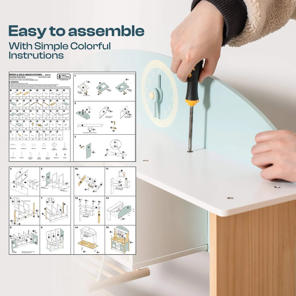 Cozinha de Brincar infantil de madeira com acessórios 98 x 75,5 x 35 cm Dream Azul