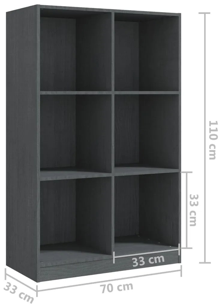 Estante 70x33x110 cm madeira de pinho maciça cinzento