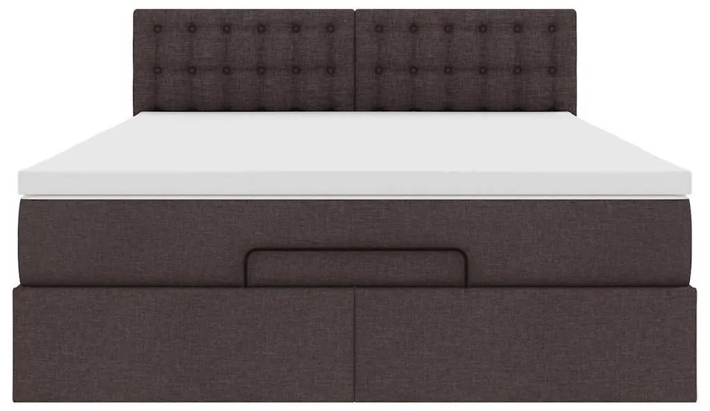 Cama otomana com colchão &amp; LEDs 140x190 cm castanho escuro