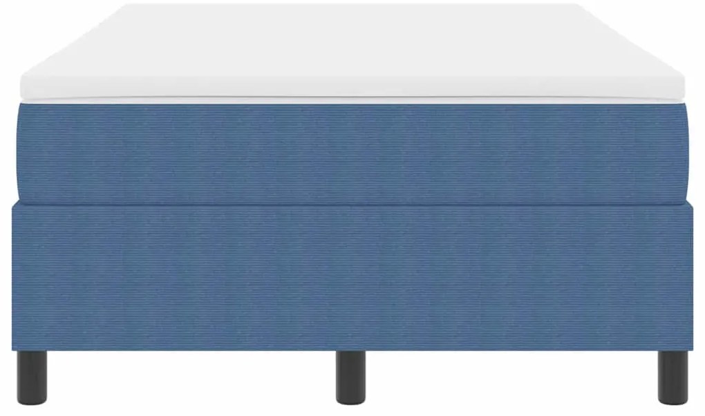Cama Box Spring com Colchão Azul, 120 x 200 cm, em veludo.