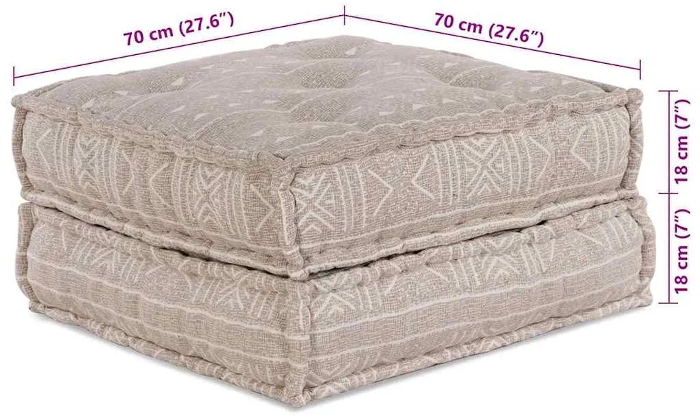 Puff Modular - Café Claro, 70x70x36 cm, Tecido