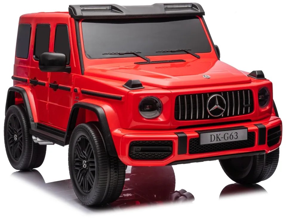 Carro elétrico para Crianças 24V, 4x200W 2 Lugares Mercedes Benz G63 AMG XXL MP4 Rodas de espuma EVA, Assento Couro Vermelho