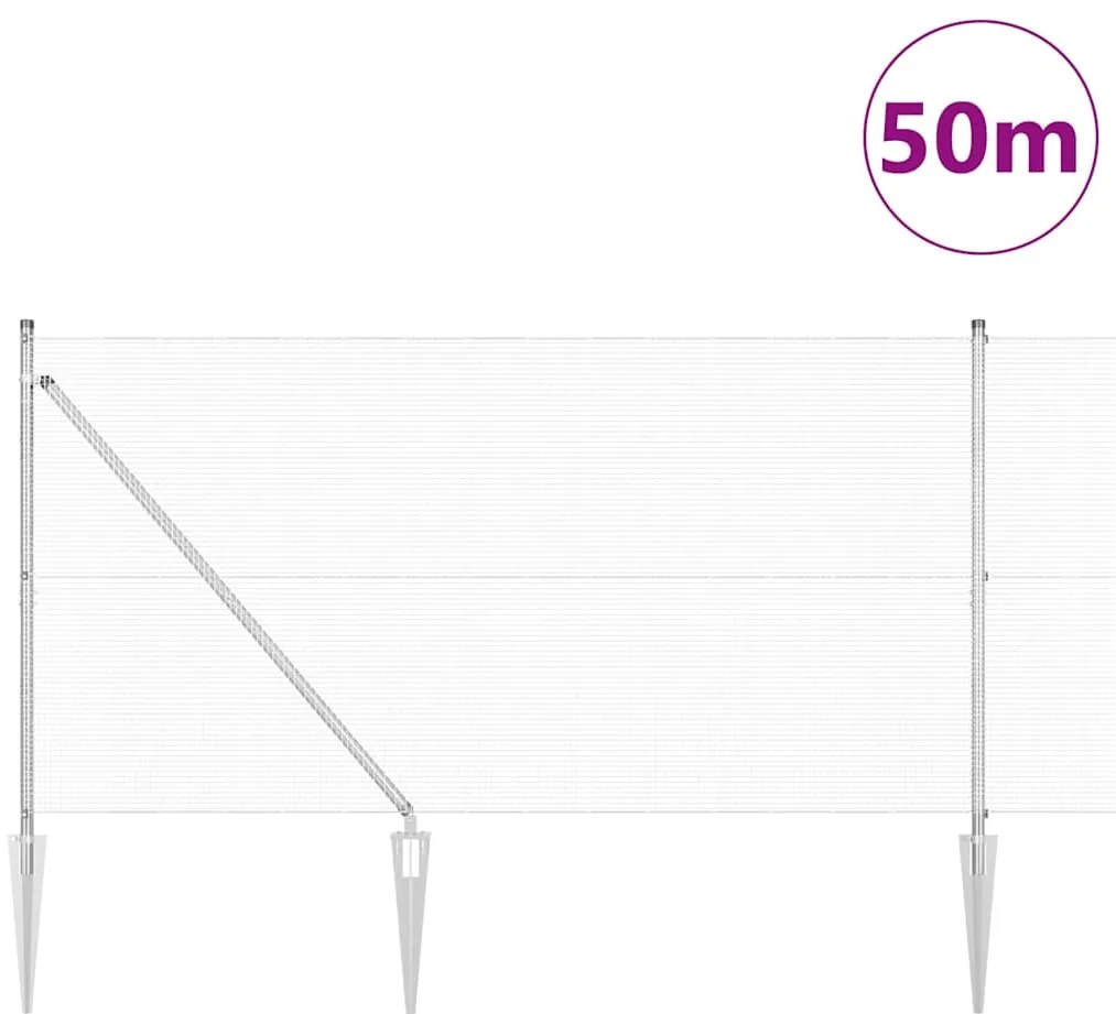 Cerca de Fio Soldado com 13 Postes de Espinho 1.2x50 m Aço Galvanizado