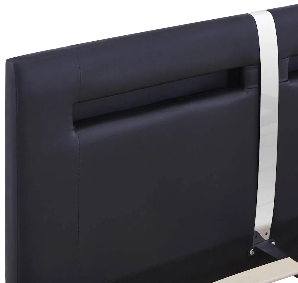 Estrutura de cama com LED 140x200 cm couro artificial preto