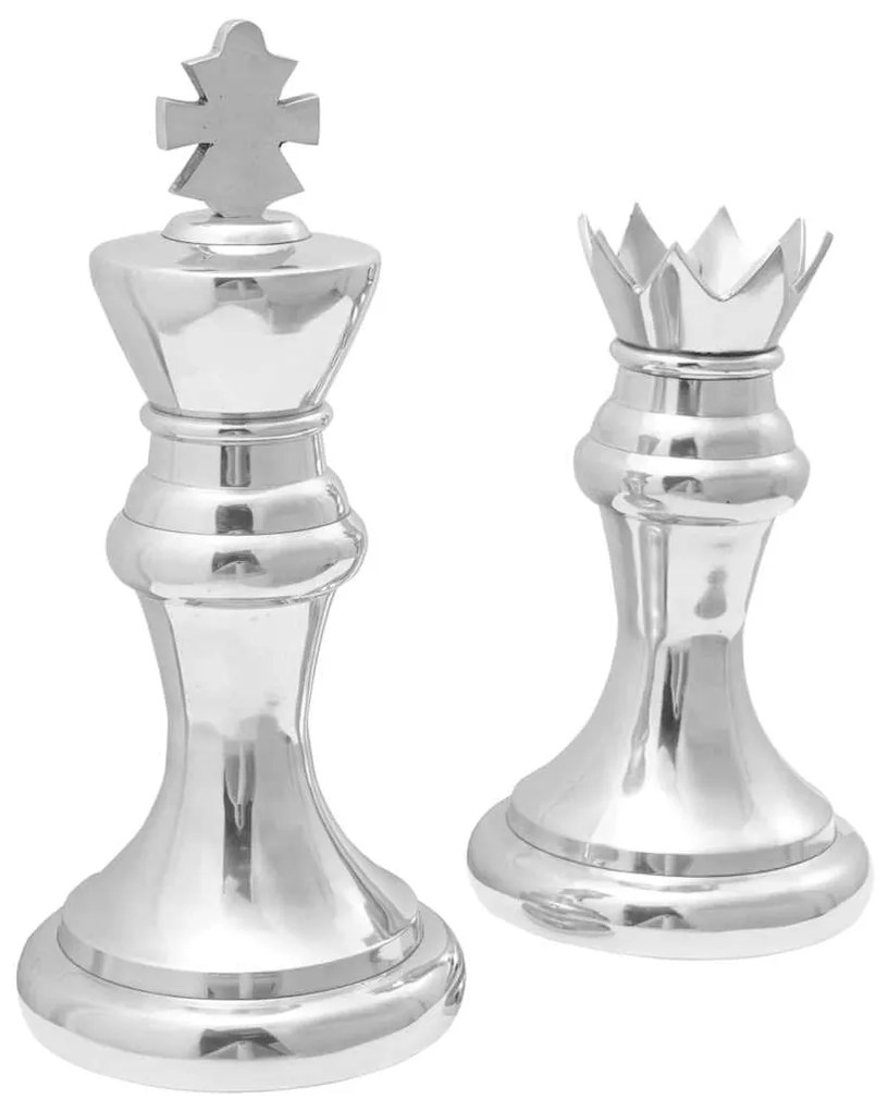 Esculturas de Xadrez 2 pcs Prateado Alumínio
