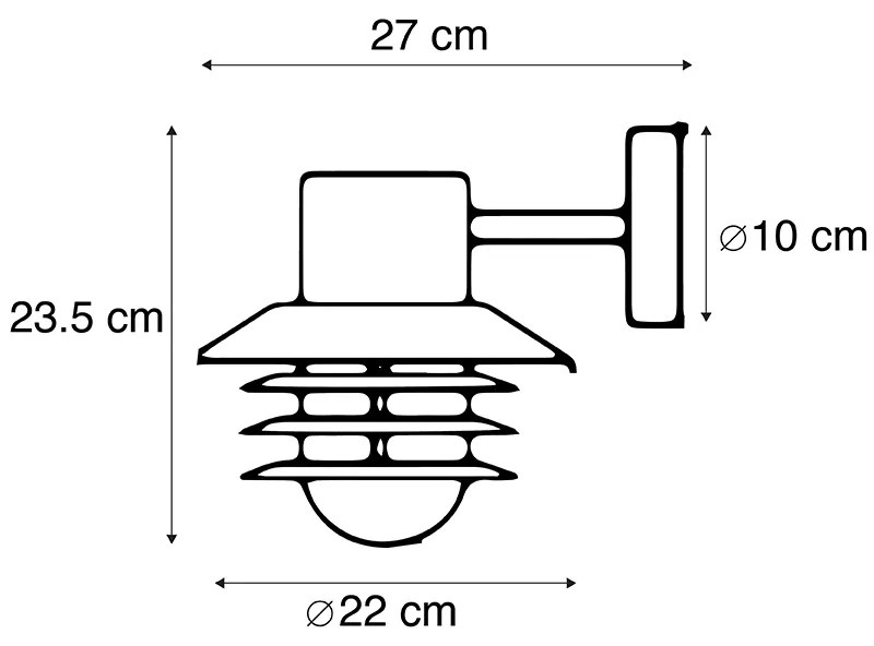 Candeeiro de parede moderno para exterior preto IP44 - Prato Down Moderno