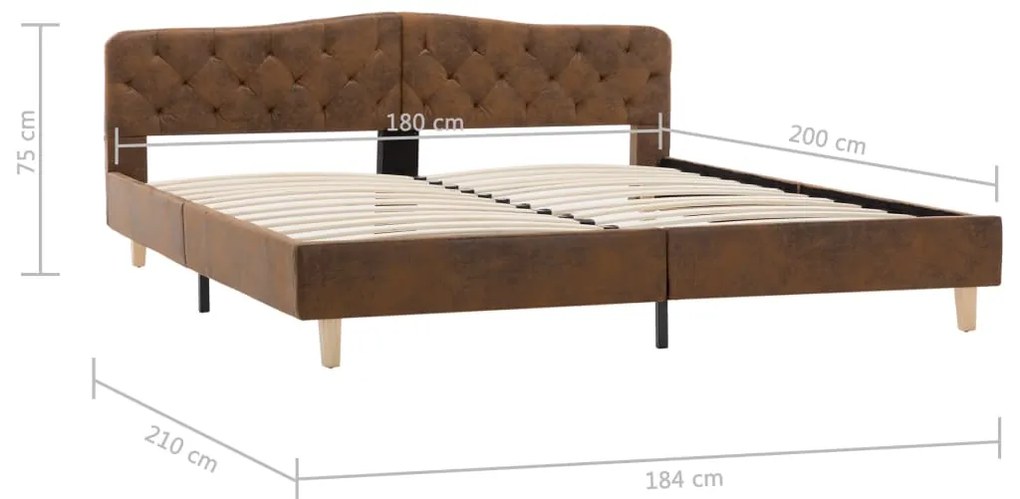 Estrutura de cama 180x200 cm camurça artificial castanho