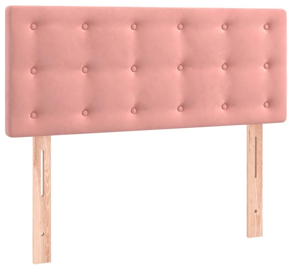 Cama box spring c/ colchão/LED 90x190 cm veludo rosa