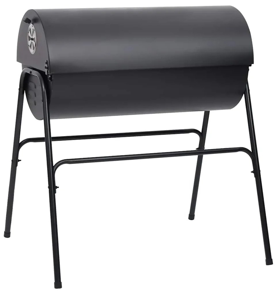 Grelhador barril c/ 2 grelhas de cozinhar 80x95x90 cm aço preto