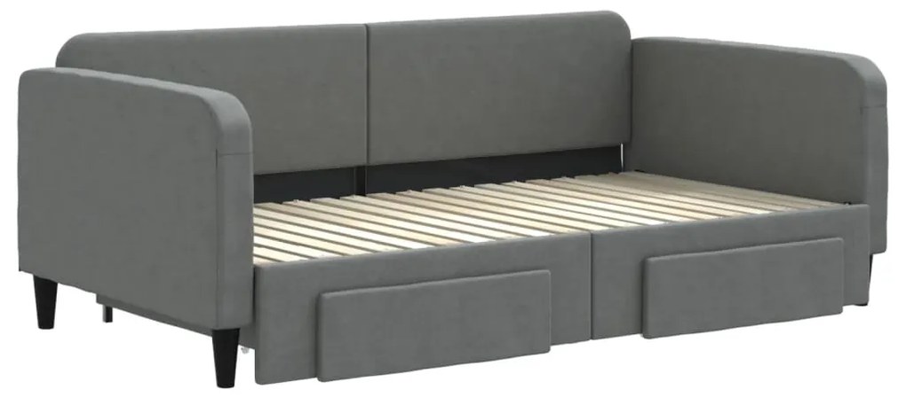 Sofá-cama c/ gavetão e gavetas 90x190 cm tecido cinzento-escuro