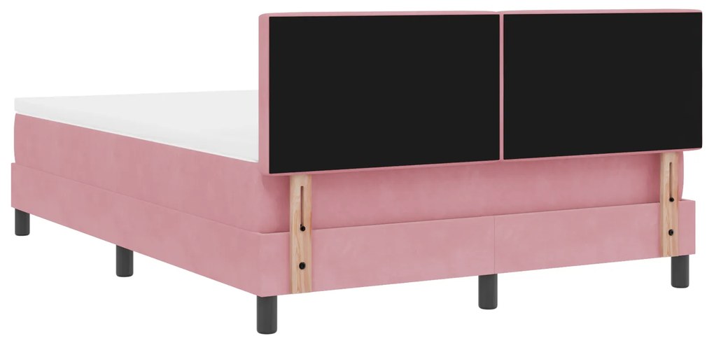 Cama Box Spring com Colchão Rosa 140x200 cm Veludo
