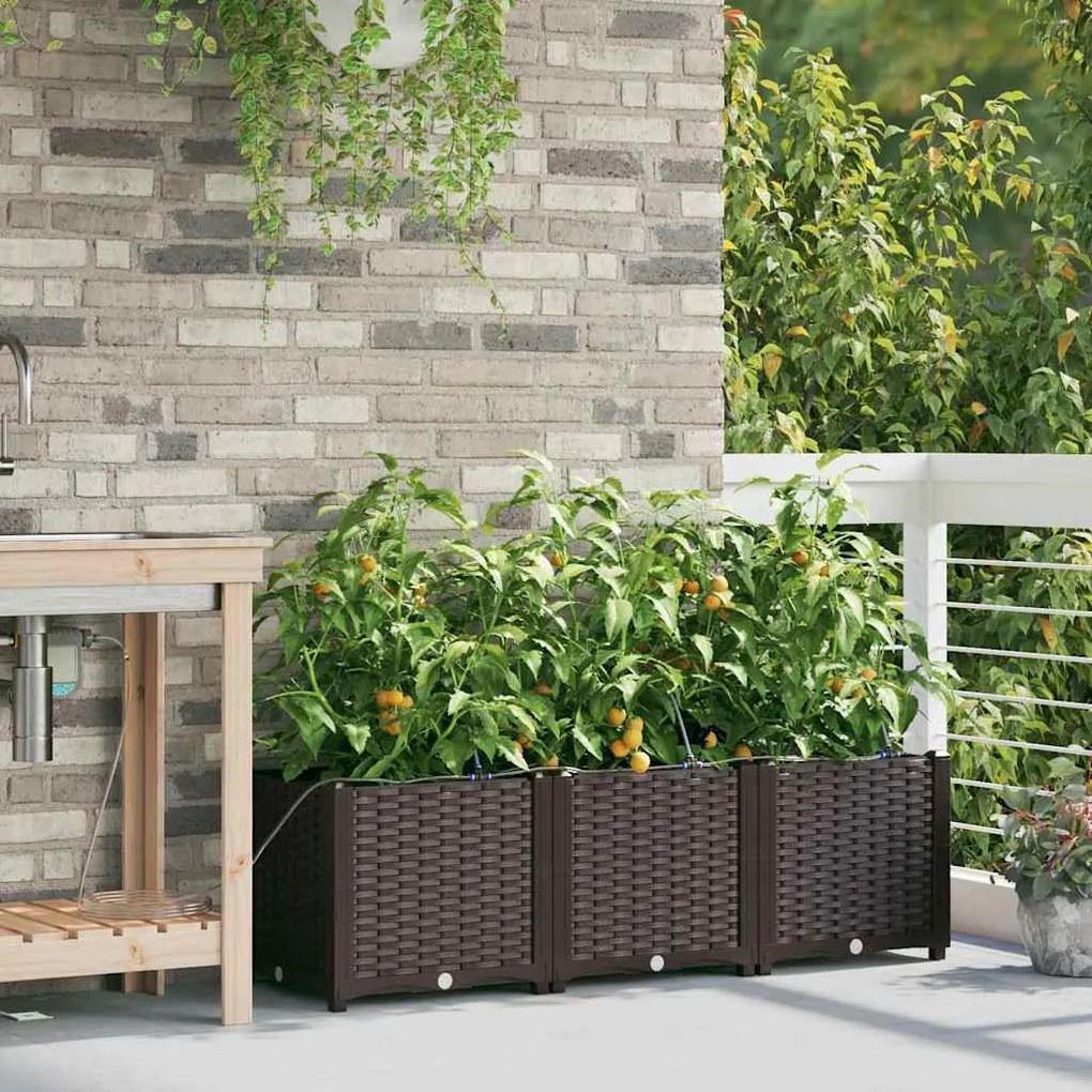 Jardineiras de Jardim 1 pc Castanho 120 x 40 x 37.5 cm Plástico