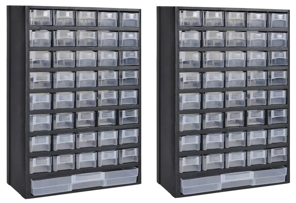 vidaXL Caixa para arrumação ferramentas c/ 41 gavetas 2 pcs plástico