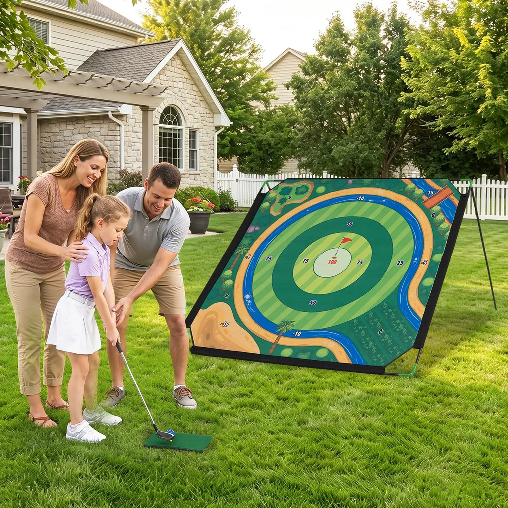 Conjunto de Golfe Infantil, 181 x 255 x 125 cm, Ângulo Ajustável em 7 Posições, Verde