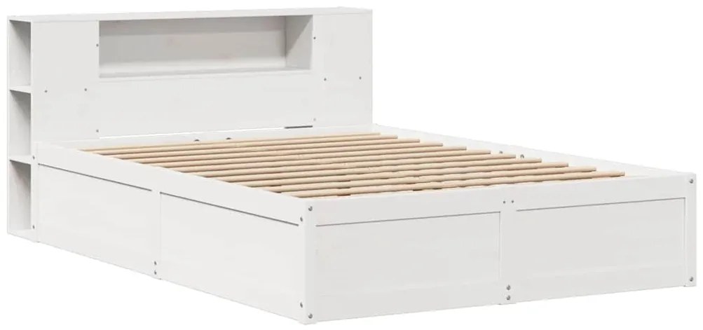 Cama sem colchão 140x200 cm madeira de pinho maciça branco