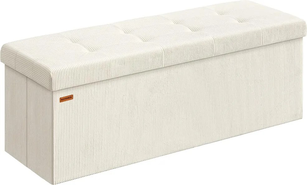 Banco dobrável com espaço de arrumação e design rebatível 38 x 110 x 38 cm Creme