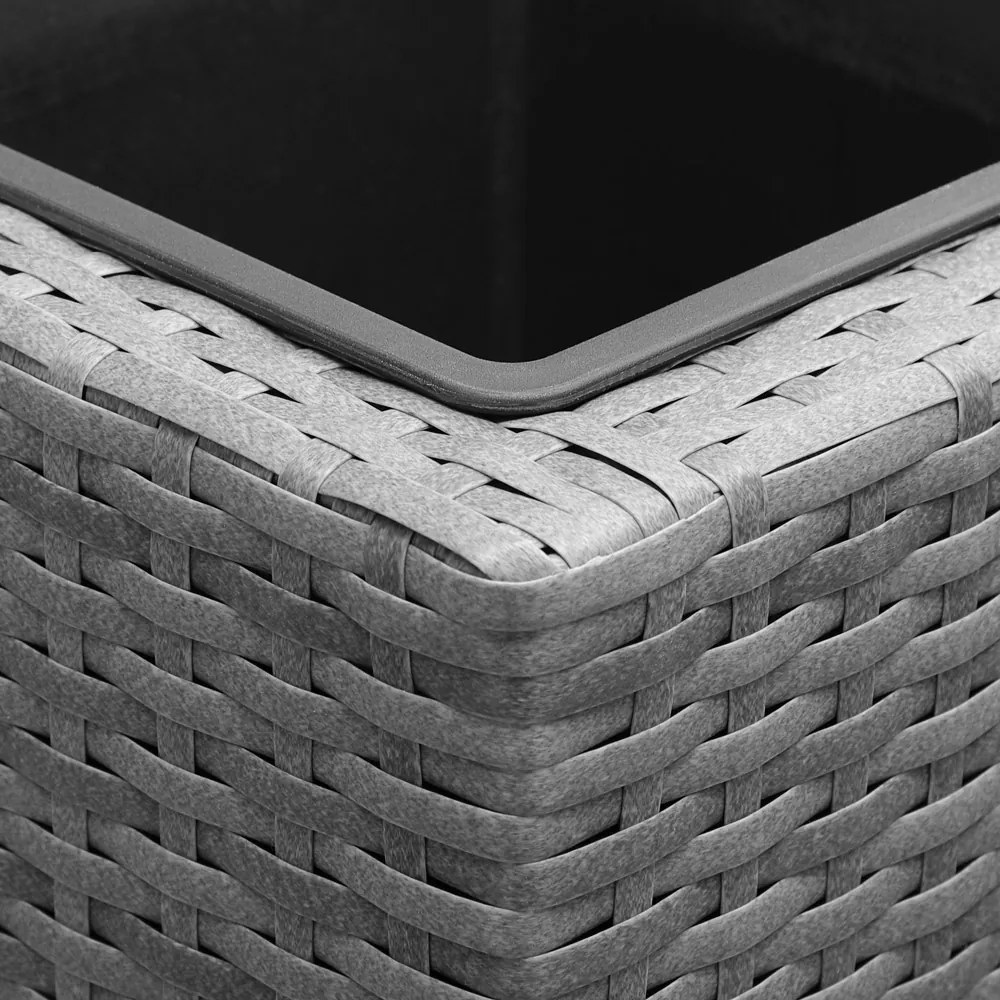 Vaso Floreira Jardim de flores Polyrattan 95x27x60 cm cinzento
