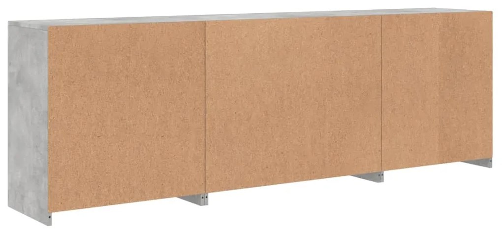 Aparador com luzes LED 202x37x67 cm cinzento cimento
