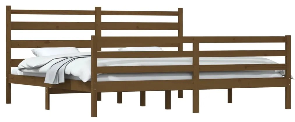 Estrutura de cama 200x200 cm pinho maciço castanho mel