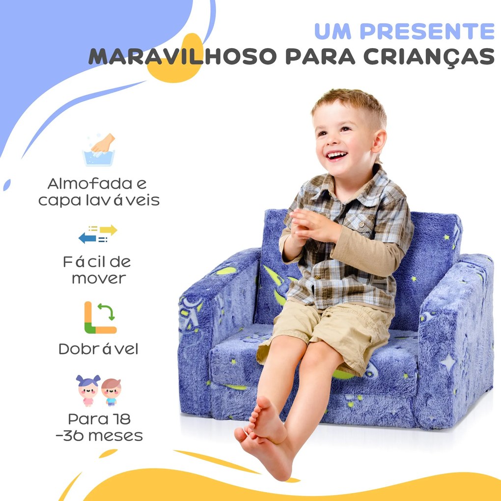 AIYAPLAY Poltrona para Crianças Dobrável Sofá Infantil Reclinável 2 em