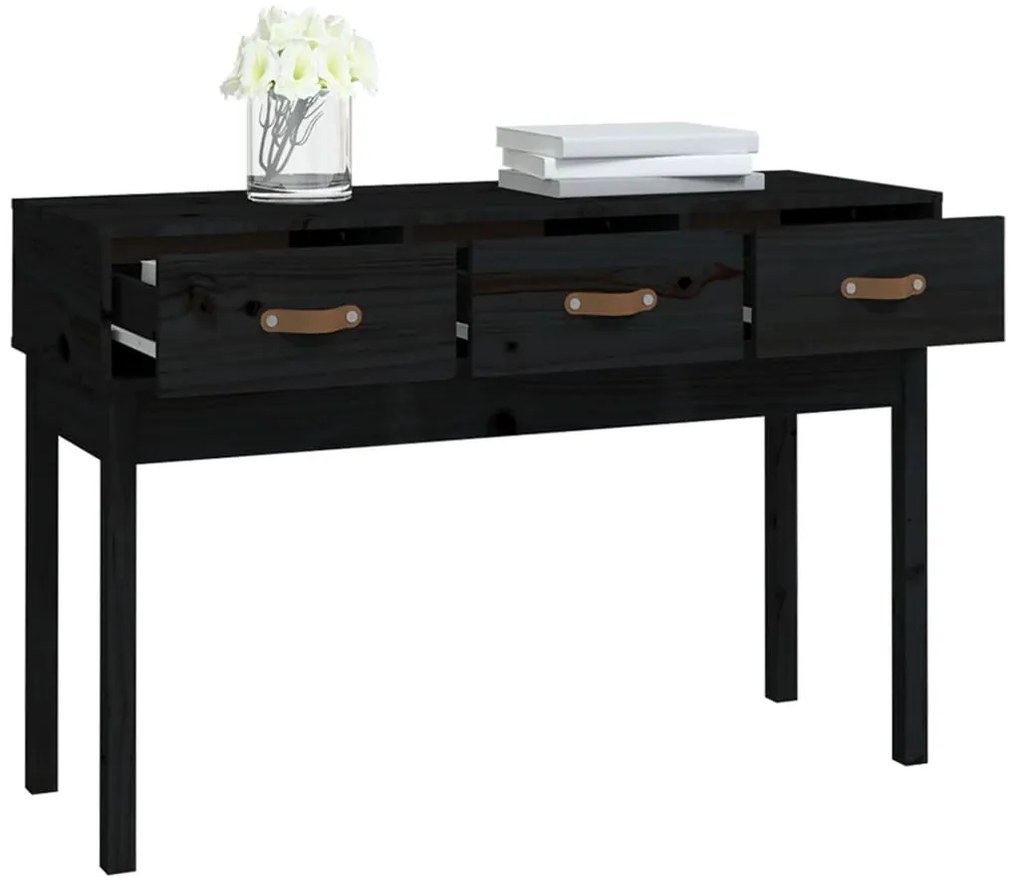 Mesa consola 114x40x75 cm madeira de pinho maciça preto