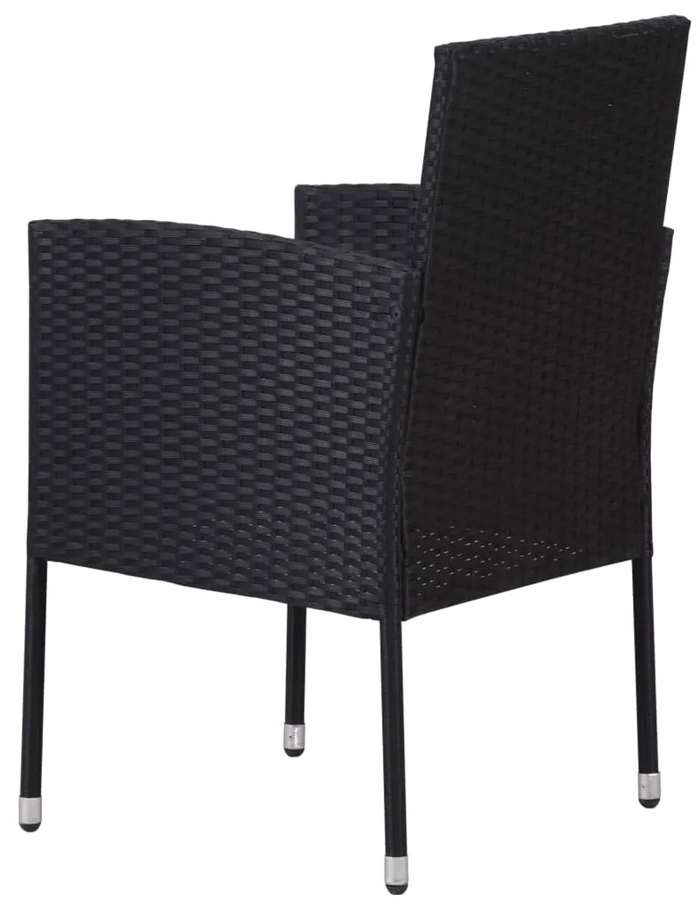 Cadeiras de jardim c/ almofadões branco nata 2pcs vime PE preto
