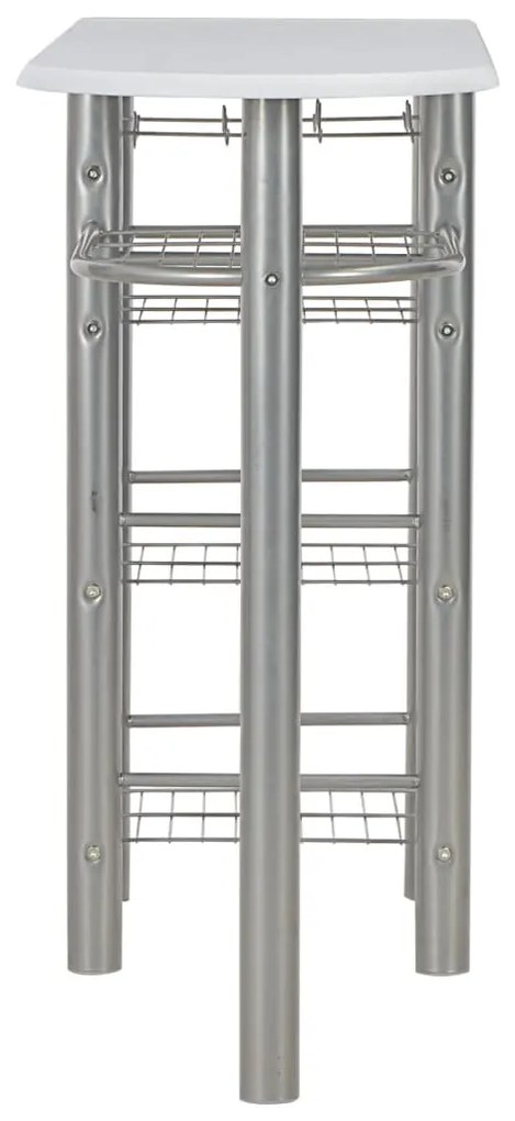 3 pcs conjunto de bar com prateleiras de madeira e aço branco