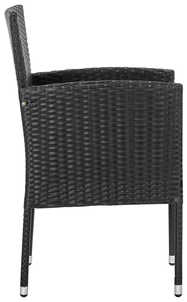 9 pcs conjunto de jantar para jardim vime PE e aço preto