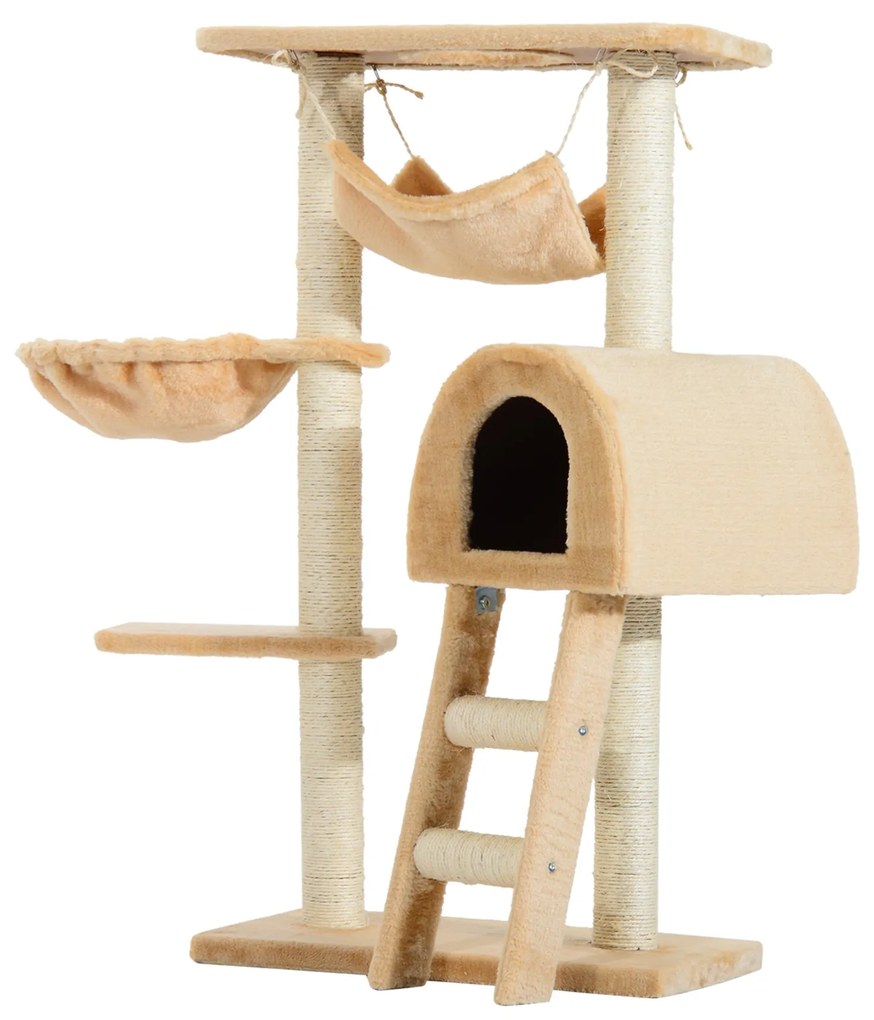 PawHut Árvore para Gatos Raspador com Plataforma Casinha Escada Veludo