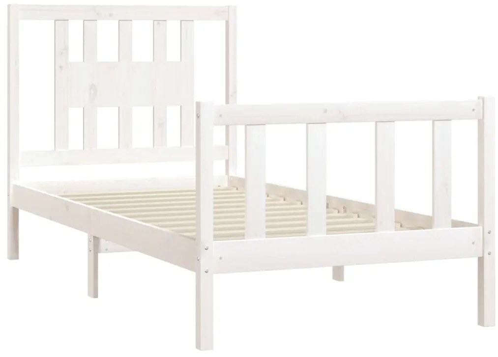 Estrutura de cama com cabeceira 90x200 cm pinho maciço branco