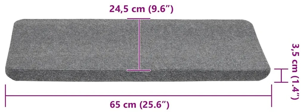 Tapetes de escada adesivos 30 pcs 65x24,5x3,5 cm cinzento