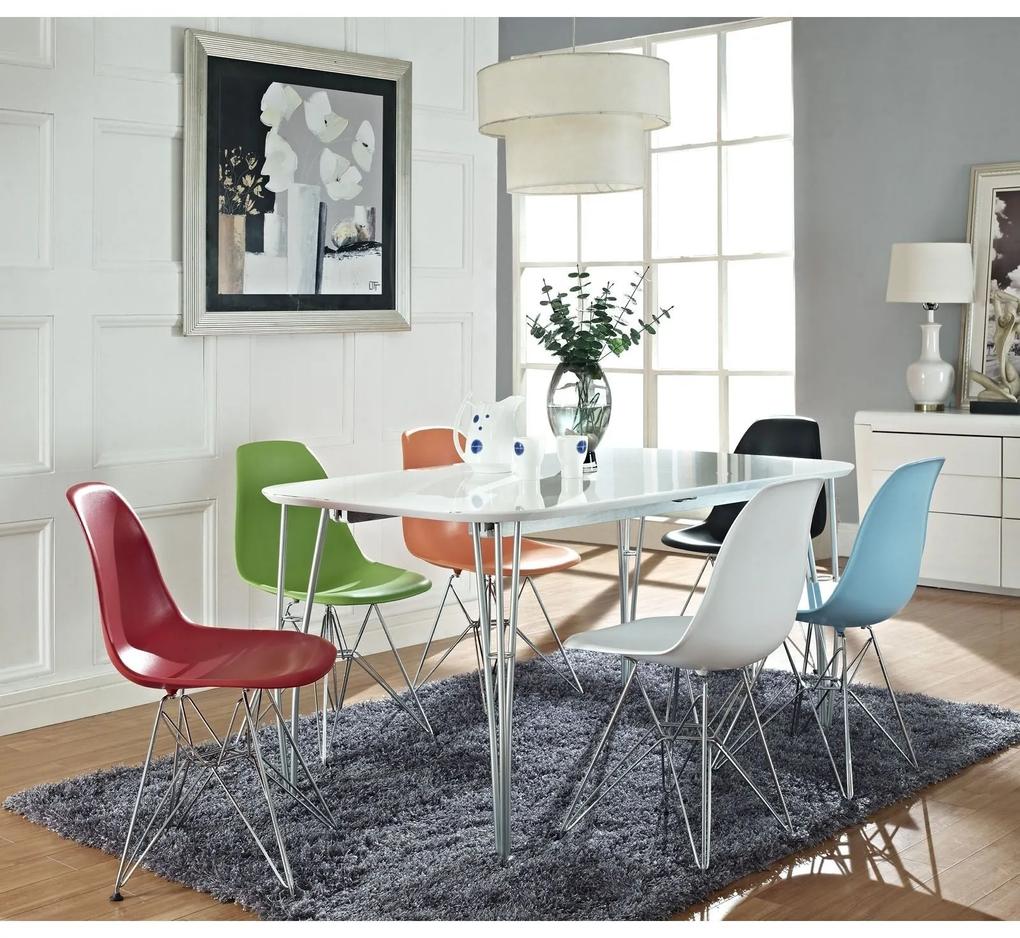 Conjunto 4 Cadeiras de Cozinha e Sala de Jantar  TOWER (SU), cromada, polipropileno branco