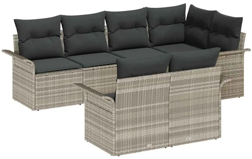 Conjunto de Sofá de Jardim vidaXL de 7 Peças com Almofadas Cinza Claro